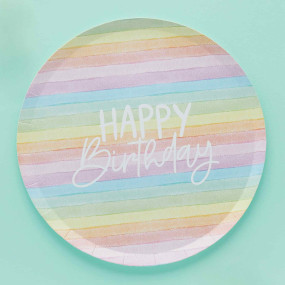 Pratos Rainbow 'Happy Birthday'